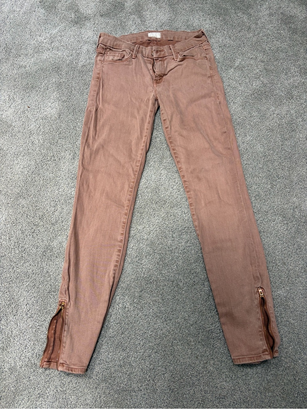 MOTHER skinny jeans The Looker Ankle Zip in Cattail Brown